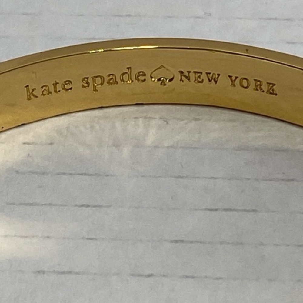 KATE SPADE || Black Inlaid Enamel Gold Ball Bangle Bracelet size 7 1/2 - Picture 7 of 12